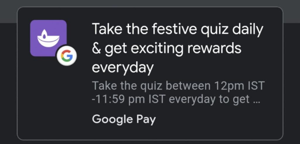 google pay festive quiz offer