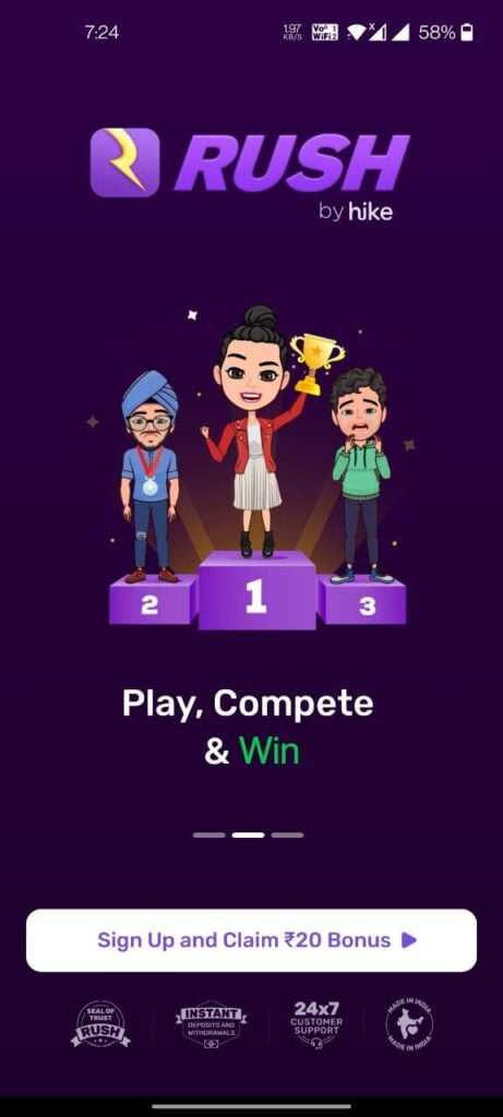 Rush App Loot - Earn ₹20 Paytm Cash By Playing Games » Earning Tricks