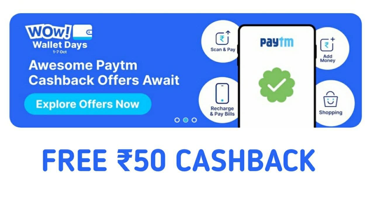 Paytm wow wallet gaming offer - free Rs.50 cashback