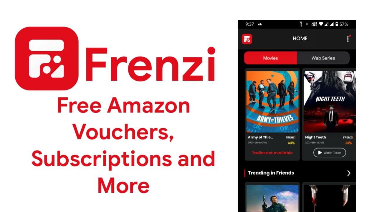 Frenzi app - Get Free amazon vouchers, subscriptions and more