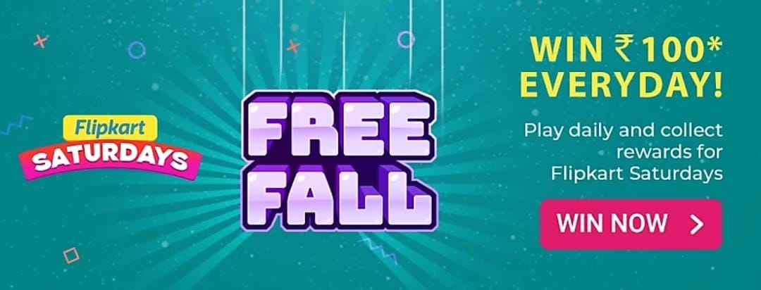 flipkart free fall game - win rs100 daily