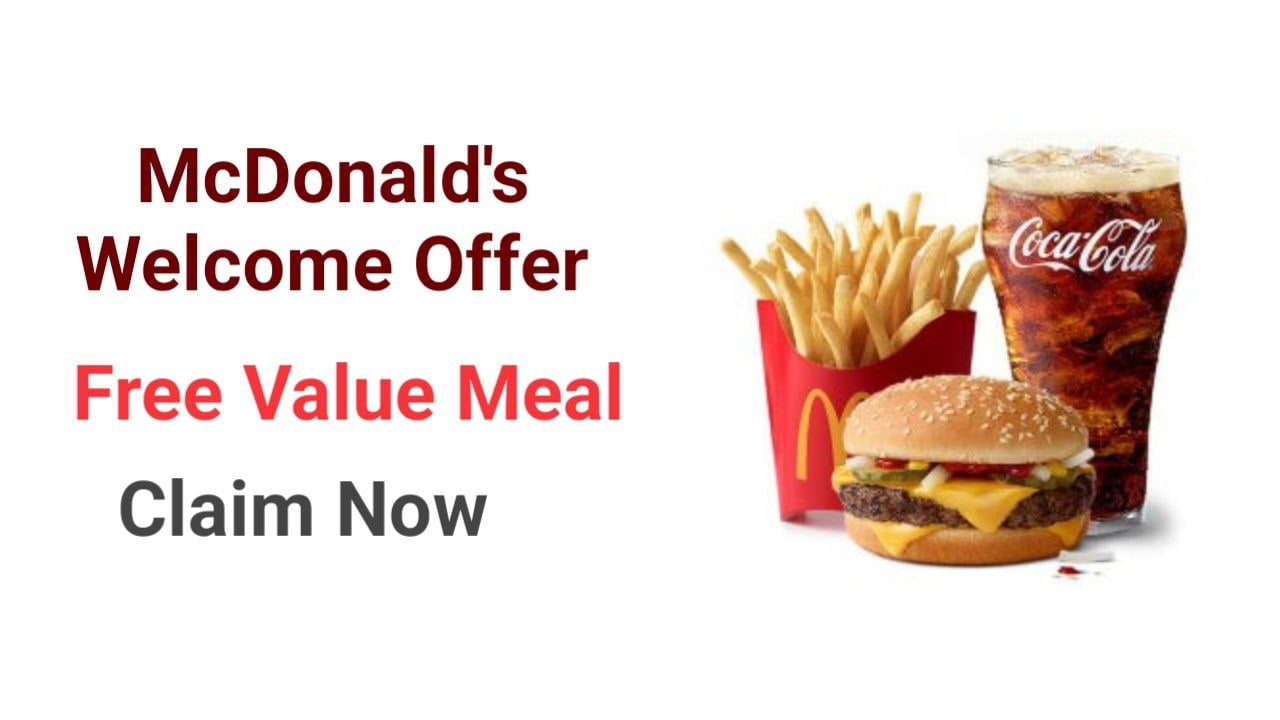 mcDonald welcome offer - Free value meal worth rs150