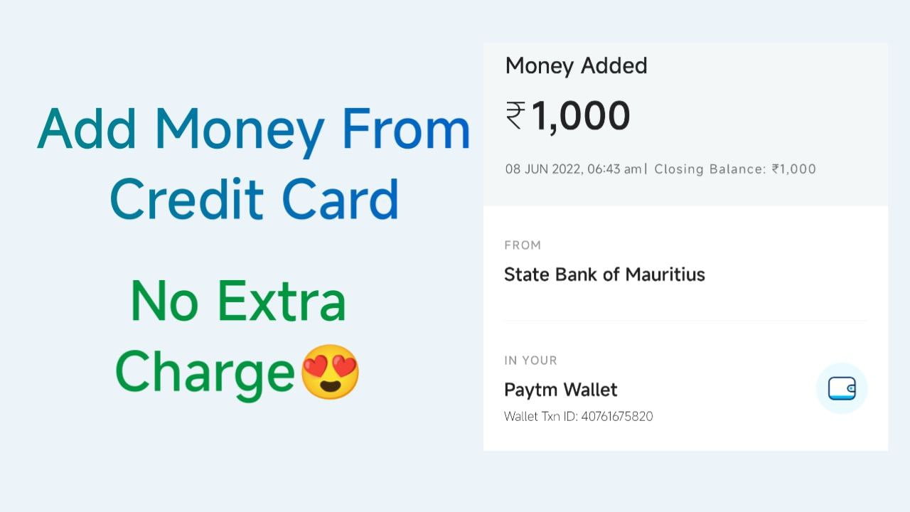 add money from credit card to paytm wallet without any charge