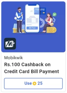 mobikwik credit card offer 2022 - flat rs100 cashback