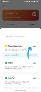 pay credit card bill using flipkart supercoins