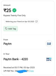 Refer and Earn Rs.25 cashback - Paytm UPI Lite